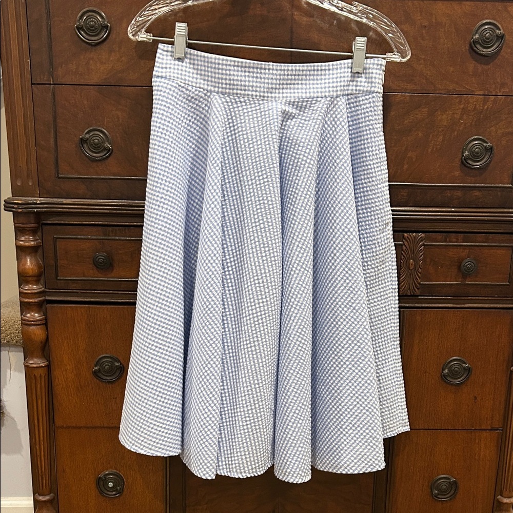 Goelia Light Blue Seersucker Cotton Blend Skirt Women’s Size M